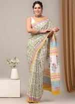 Cotton Green Casual Wear Printed Saree